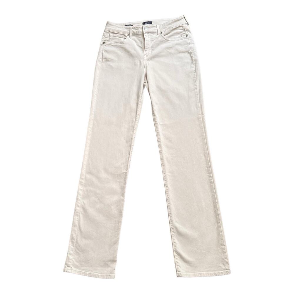 NYDJ Marilyn Straight Jeans Womens 6 Beige Lift Tuck Stretch Denim 32.5" Inseam